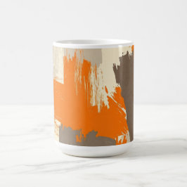 Caneca De Café Pinceladas Artísticas Abstratas Laranja Ousado