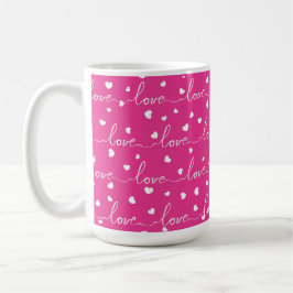 CANECA DE CAFÉ PINCO BRILHO COM AMOR BRANCO SCRIPT COM CORAÇÕES