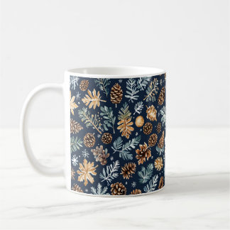 Caneca De Café Pine Aquarela Cones Pinto De Inverno Mug
