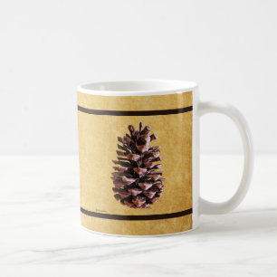 Caneca De Café Pine Cone Em Papel Vintage