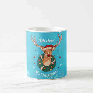 Caneca De Café Pine Deer - Cabeça de Rena de Natal