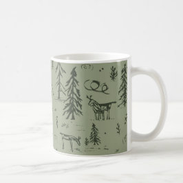 Caneca De Café Pine Deer Lake Life - Sage Green Woodland Standard