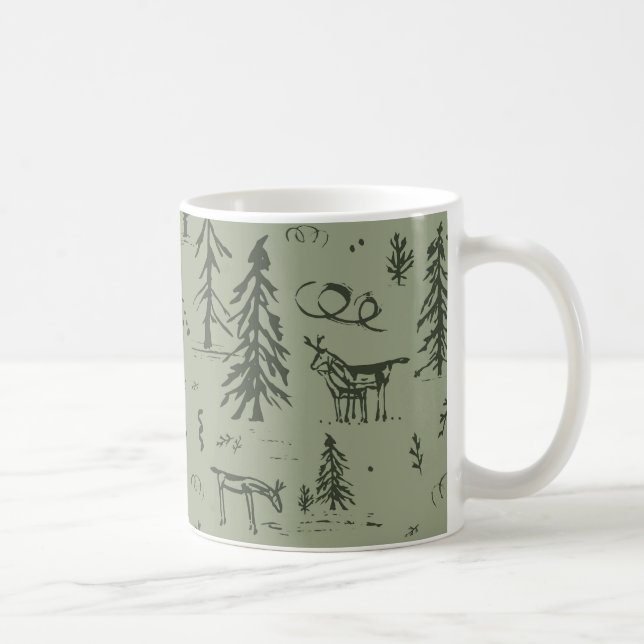 Caneca De Café Pine Deer Lake Life - Sage Green Woodland Standard (Direita)