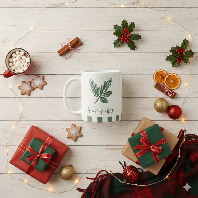 Caneca De Café Pine Needle Lane - “A Cup of Cheer” With Pinecone (Criador carregado)