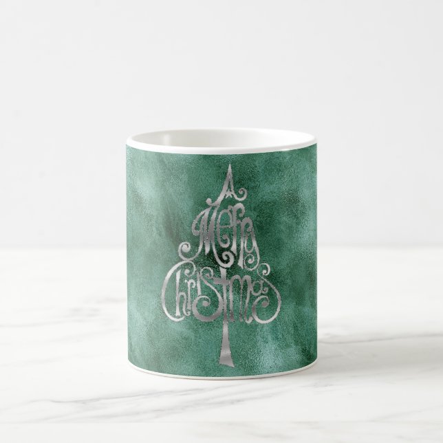 Caneca De Café Pine Teal Green Silver Natal (Centro)