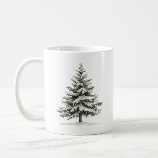 Caneca De Café Pine Tree Covered with snow (Esquerda)