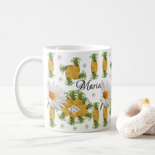 Caneca De Café Pineanases White Daisy Mug (Com Donut)