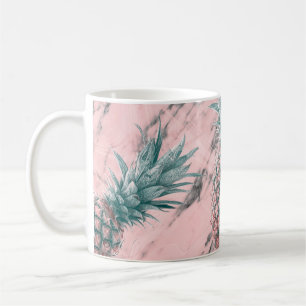 Caneca De Café Pineapple Pink Marble Swirn Modern Party Chic
