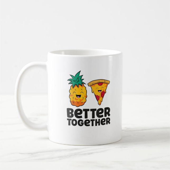 Caneca De Café Pineapple Pizza Better Together Modern Graphic Des (Esquerda)