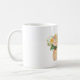 Caneca De Café Pineapple Yellow Pink Flowers Hello Beautiful