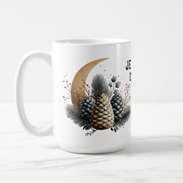 Caneca De Café Pinecones e Crescent Moon Winter Love (Esquerda)