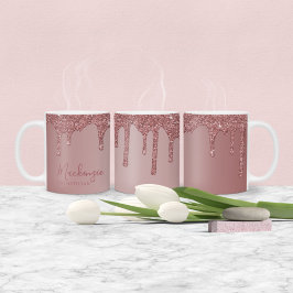 Caneca De Café Pingentes Personalizados de Brilho em Rose Gold Ch