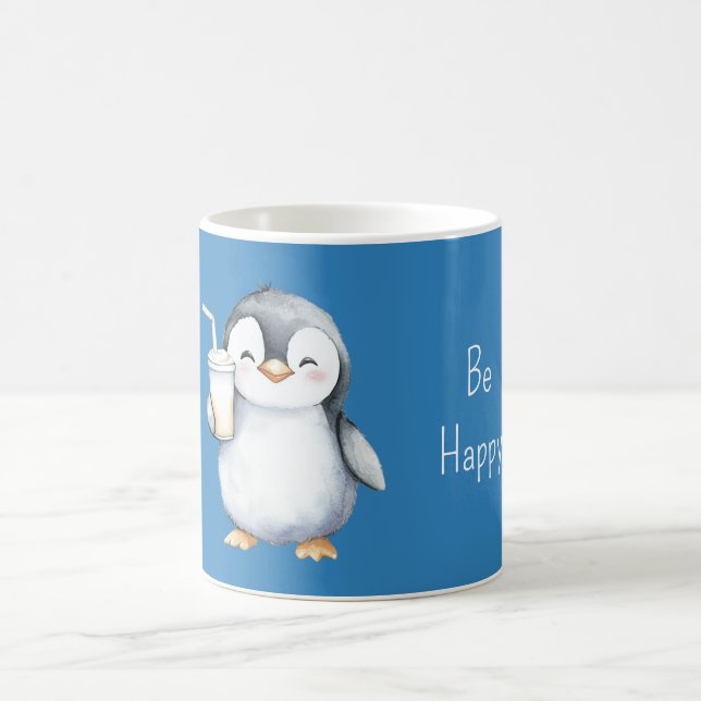 Caneca De Café Pinguim Azul Feliz (Centro)