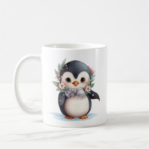 Caneca De Café Pinguim bonito com espinho e Holly