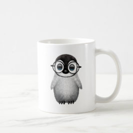 Caneca De Café Pinguim bonito do bebê que veste vidros do olho