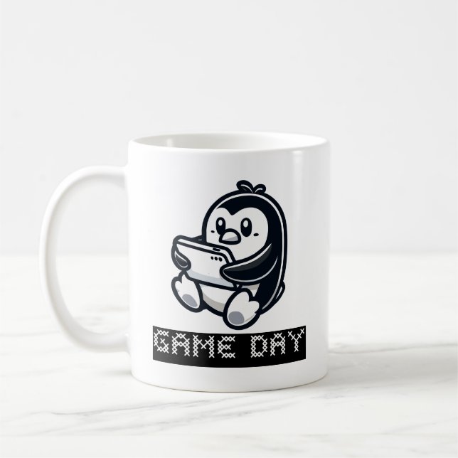 Caneca De Café Pinguim bonito está jogando videogame - Dia do jog (Esquerda)