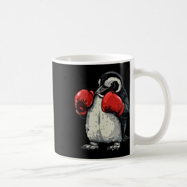 Caneca De Café Pinguim Boxeando Com Luvas de Boxe Kickboxing Engr (Direita)