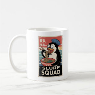 Caneca De Café Pinguim Comendo Ramen Funny Slurp Squad