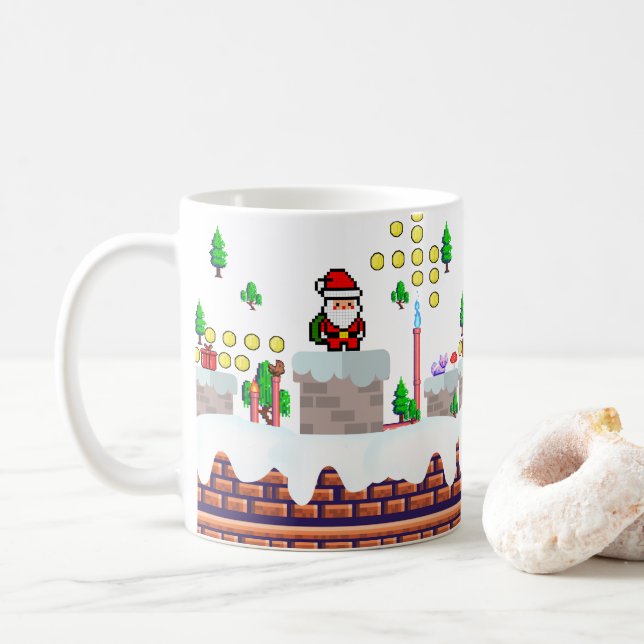 Caneca De Café Pinguim da equipe de papais noeis de Natal Mikitie (Com Donut)