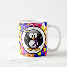 Caneca De Café Pinguim da Faixa de Sensibilização Roxo