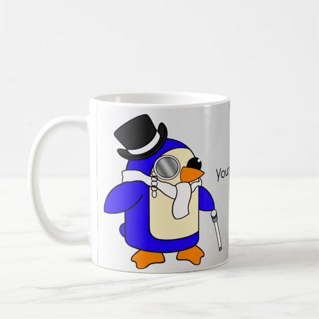 Caneca De Café Pinguim de desenho animado, preto e branco (Esquerda)