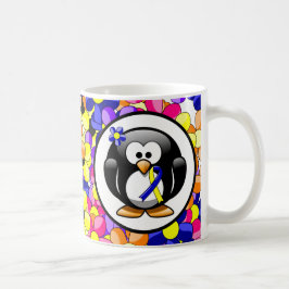 Caneca De Café Pinguim de Fita de Consciência Azul e Amarelo