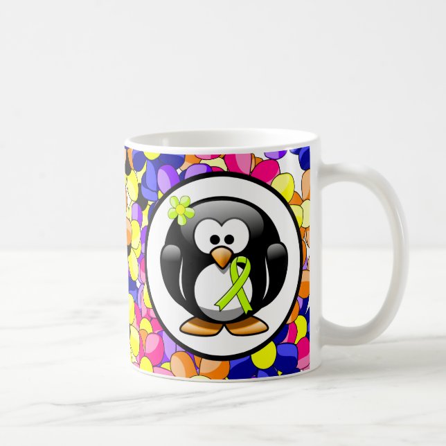 Caneca De Café Pinguim de fita de sensibilização do verde limão (Direita)