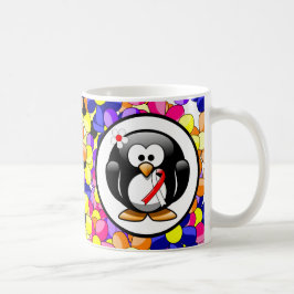 Caneca De Café Pinguim de fita vermelha e branca