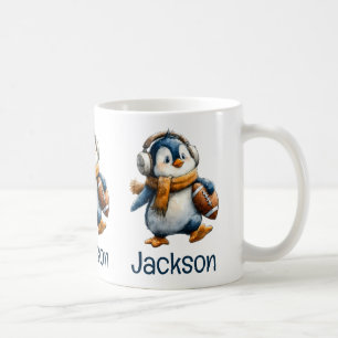 Caneca De Café Pinguim de Futebol de Inverno Personalizado para C