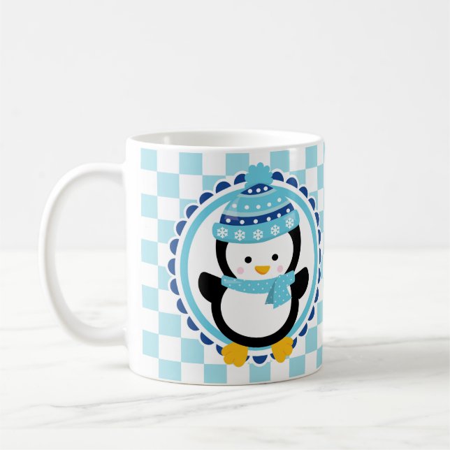 Caneca De Café Pinguim de inverno bonito - Turquesa azul (Esquerda)