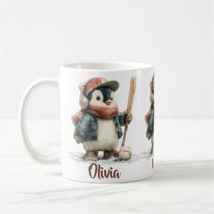 Caneca De Café Pinguim de Inverno Personalizado para Crianças de
