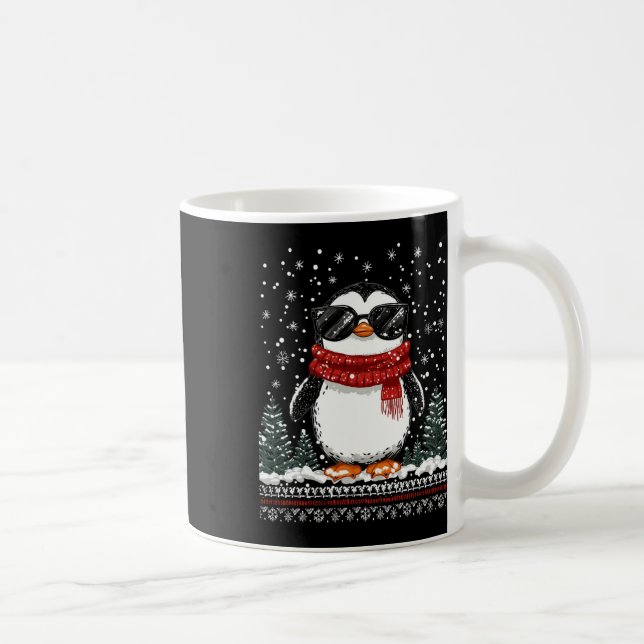 Caneca De Café Pinguim De Natal Engraçado Com Sungles Ugly Christ (Direita)