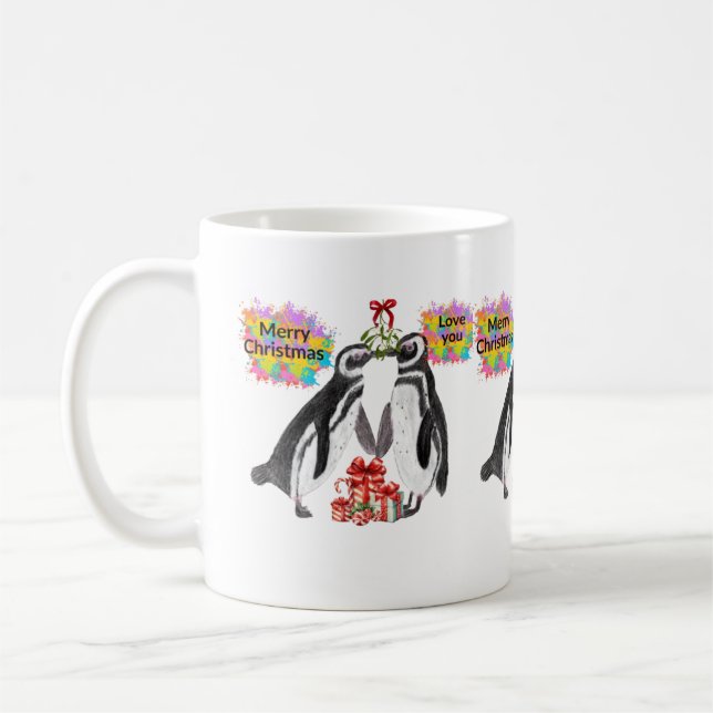Caneca De Café Pinguim do Amor de Natal (Esquerda)