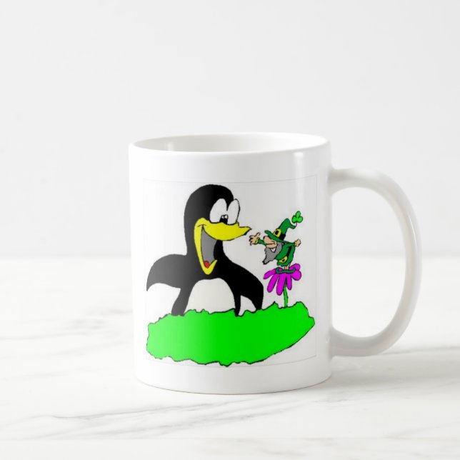 Caneca De Café Pinguim e Leprechaun (Direita)