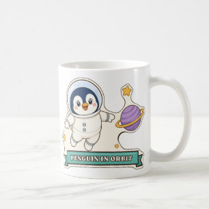Caneca De Café Pinguim em Órbita Pinguim Astronauta Fofo