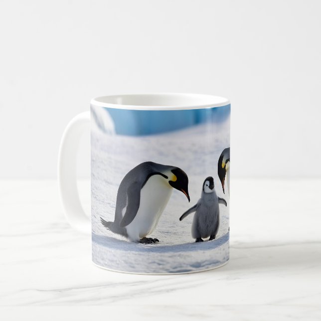 Caneca De Café Pinguim Família Café Mug (Frente Esquerda)