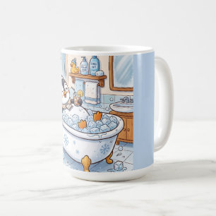 Caneca De Café Pinguim Feliz de Desenho Animado Fofo Tomando Banh