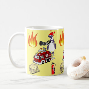 Caneca De Café Pinguim Fireman Mug