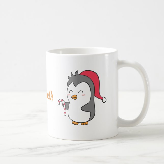 Caneca De Café Pinguim Fofo de Natal com Bengala de Açúcar para C (Direita)