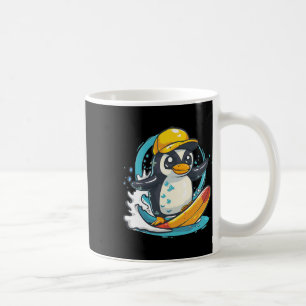 Caneca De Café Pinguim Fofo Surfando