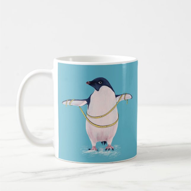 Caneca De Café Pinguim gordo engraçado bonito na dieta (Esquerda)