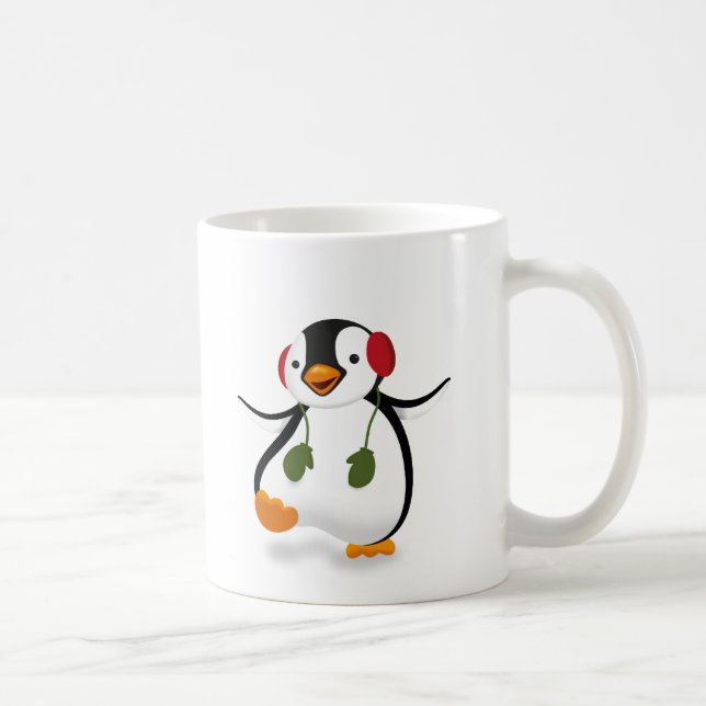 Caneca De Café Pinguim Inverno Engraçado (Direita)
