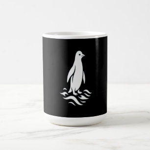 Caneca De Café Pinguim Minimalista Arte Linha Inverno Onda Modern