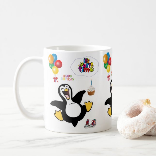 Caneca De Café Pinguim Mug Happy Birthday Mug (Com Donut)