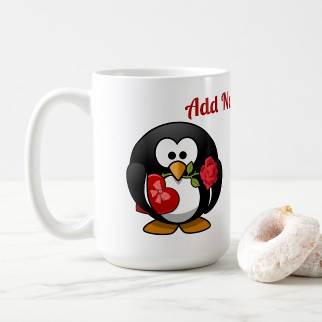 Caneca De Café Pinguim namorados (Com Donut)
