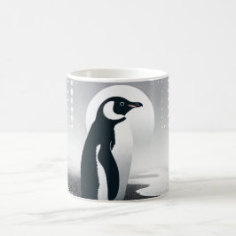 Caneca De Café Pinguim No Círculo Geométrico Da Cinza Padrão De P