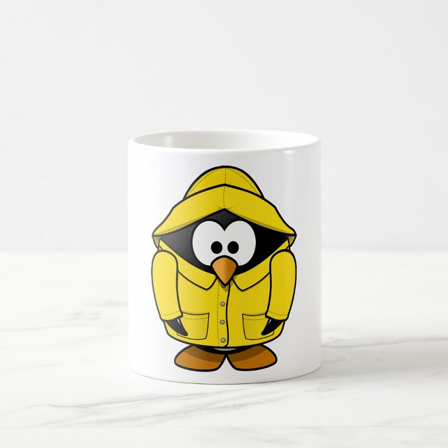 Caneca De Café Pinguim Numa Mug De Casca De Chuva (Criador carregado)