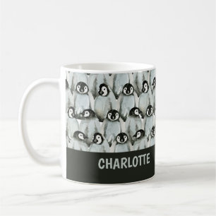 Caneca De Café Pinguim - Padrão Preto e Branco Cute Personalizado
