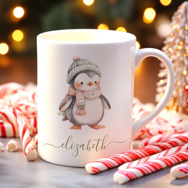 Caneca De Café Pinguim Personalizado Bonito Natal (Criador carregado)