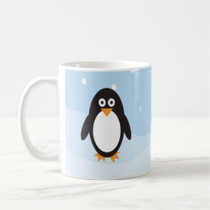 Caneca De Café Pinguim personalizado com fundo de neve